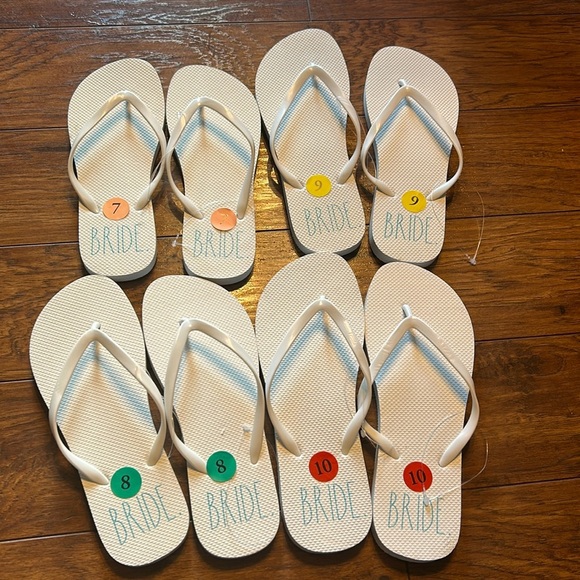 Rae Dunn Shoes - RAE DUNN white bride FLIP FLOPS SLIDES NWT